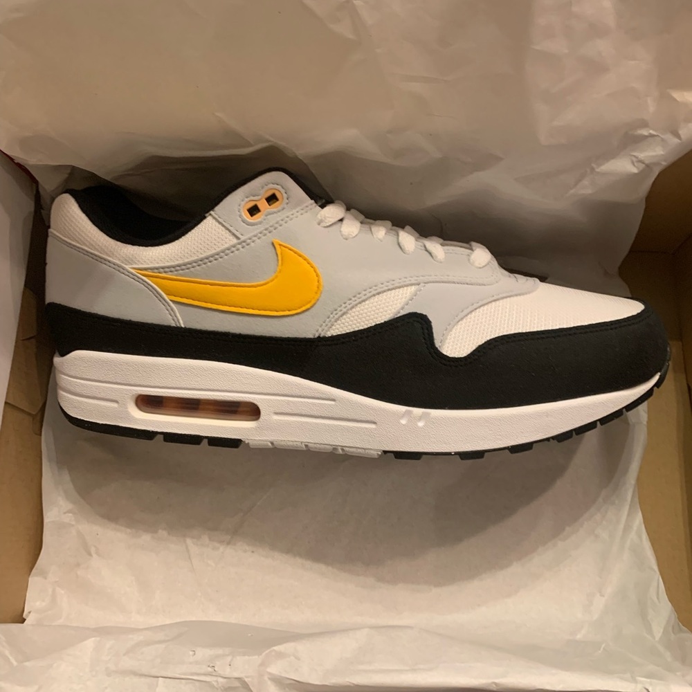Nike Men's Air Max 1 Sneakers - White, Black, and Yellow